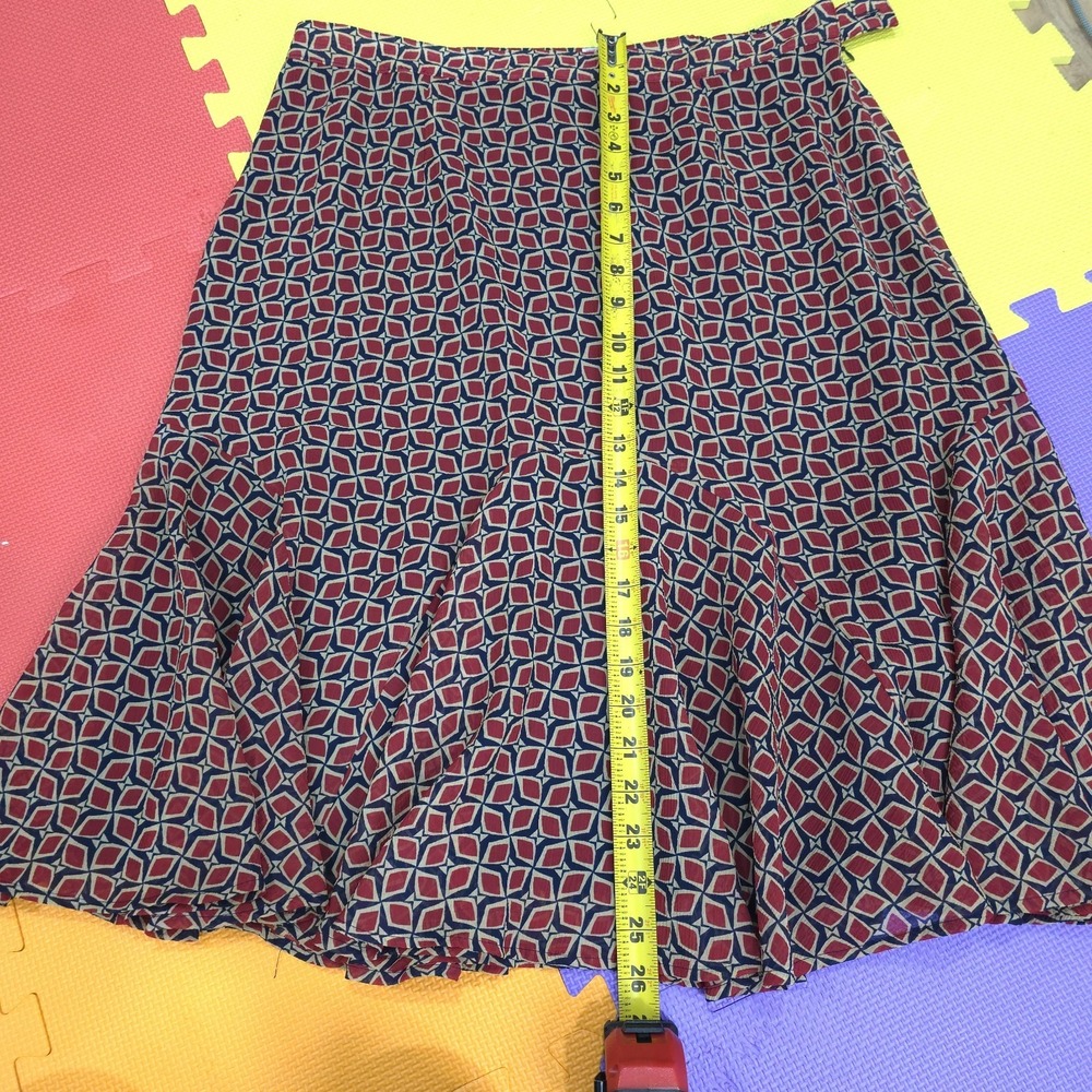 Ruby Rd. Women's Size 12 Geometric Diamond Print Skirt Navy Red Flared Lined
